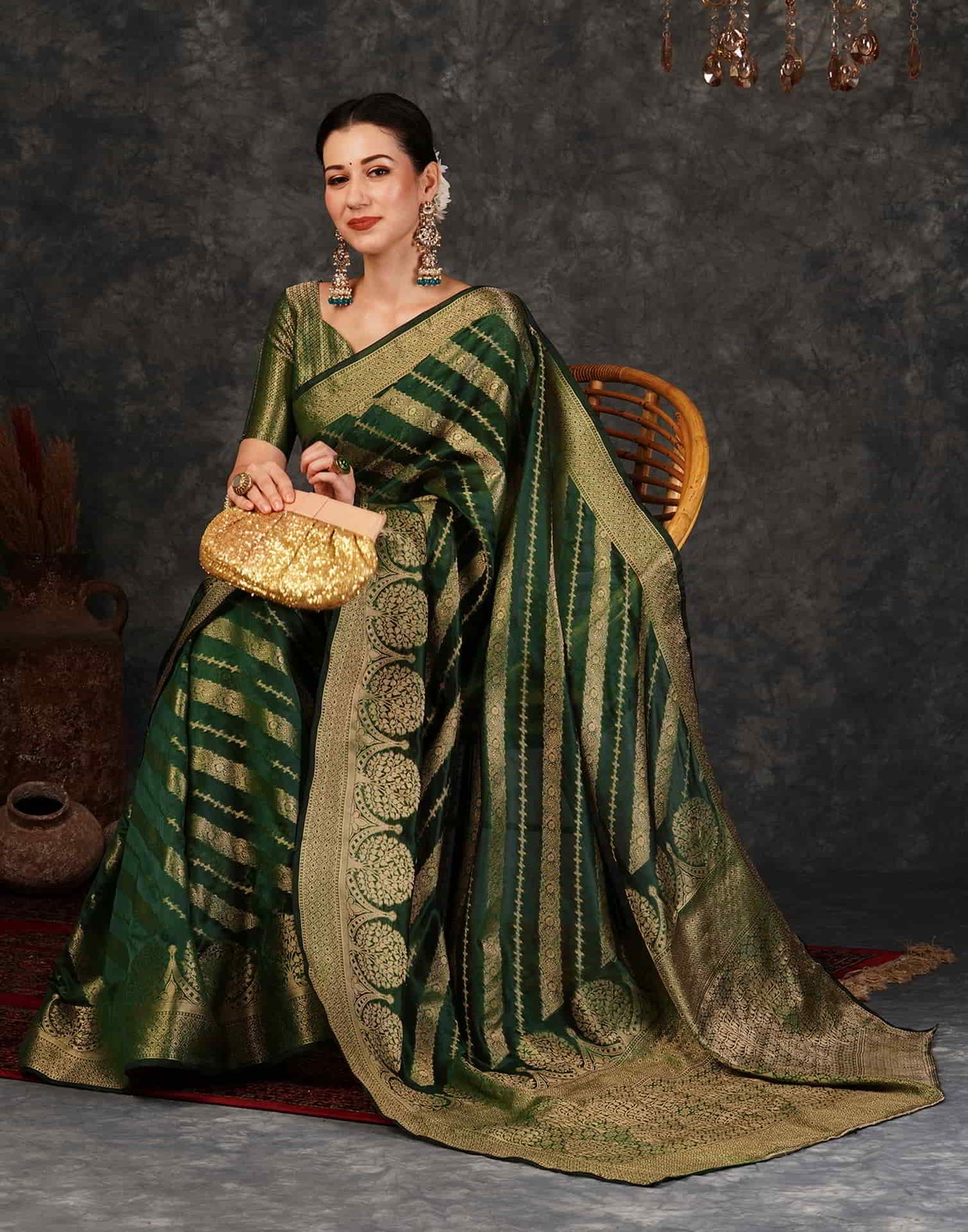 Green Banarasi Silk Woven Saree