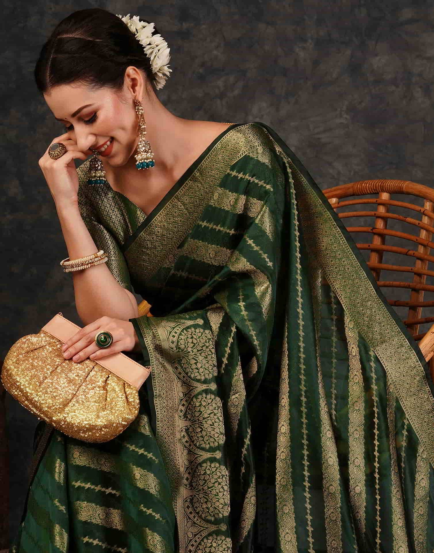 Green Banarasi Silk Woven Saree