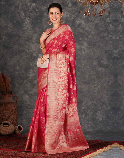 Pink Banarasi Silk Woven Saree