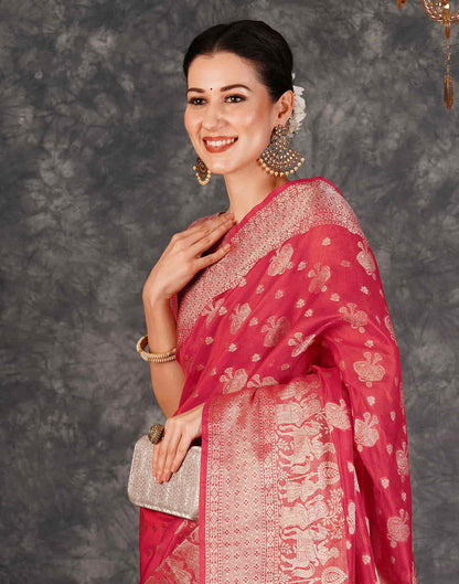 Pink Banarasi Silk Woven Saree