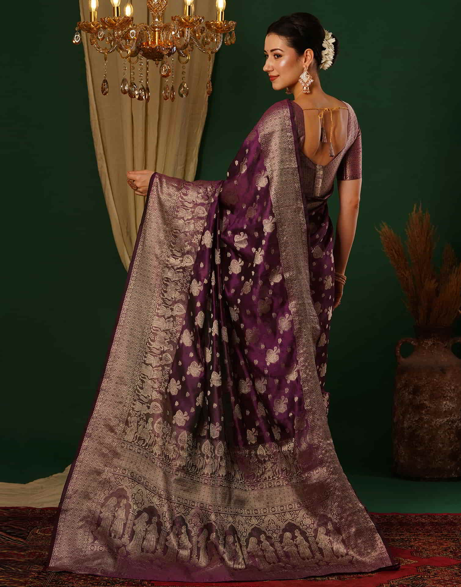 Purple Banarasi Silk Woven Saree