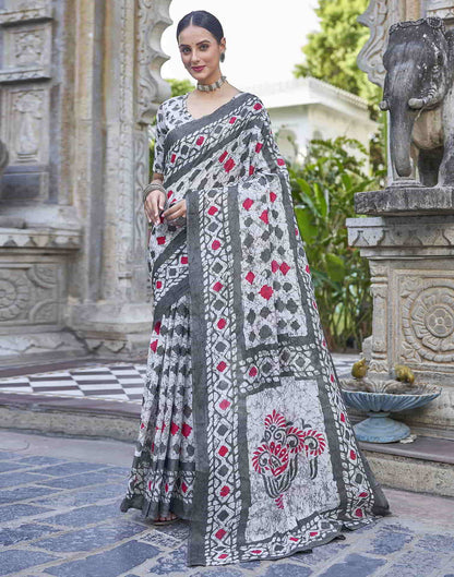 Black Printed Cotton Saree