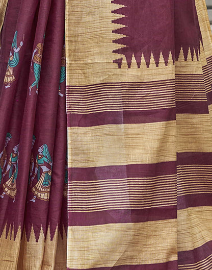 Maroon Printed Cotton Saree