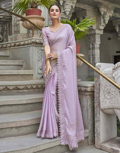 Purple Swarovski Georgette Stone Work Saree