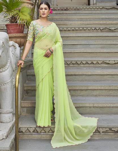 Green Plain Georgette Saree