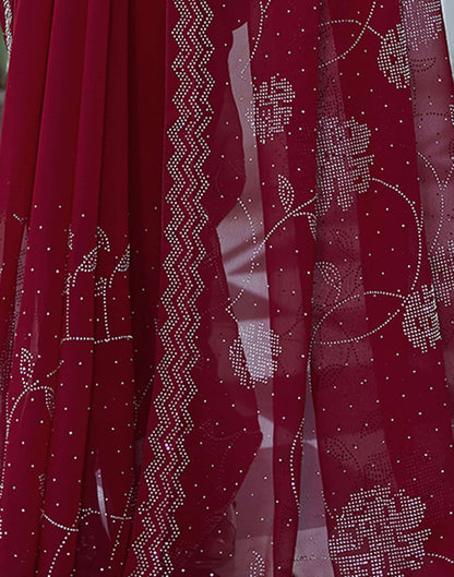 Red Swarovski Georgette Stone Work Saree