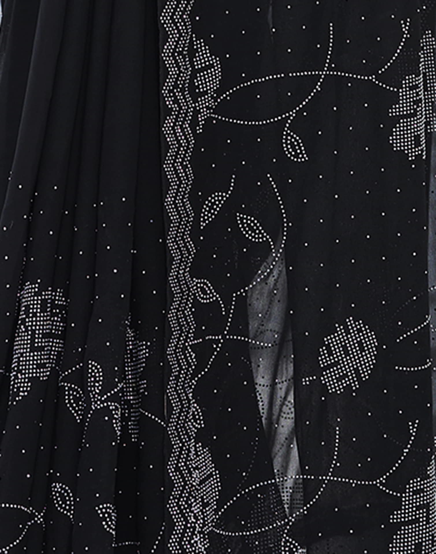 Black Swarovski Georgette Stone Work Saree