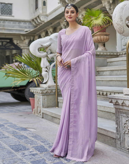 Purple Swarovski Georgette Stone Work Saree