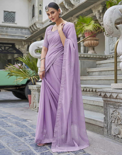 Purple Swarovski Georgette Stone Work Saree