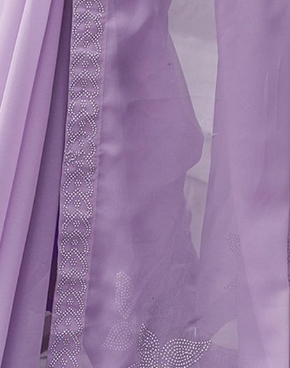 Purple Swarovski Georgette Stone Work Saree