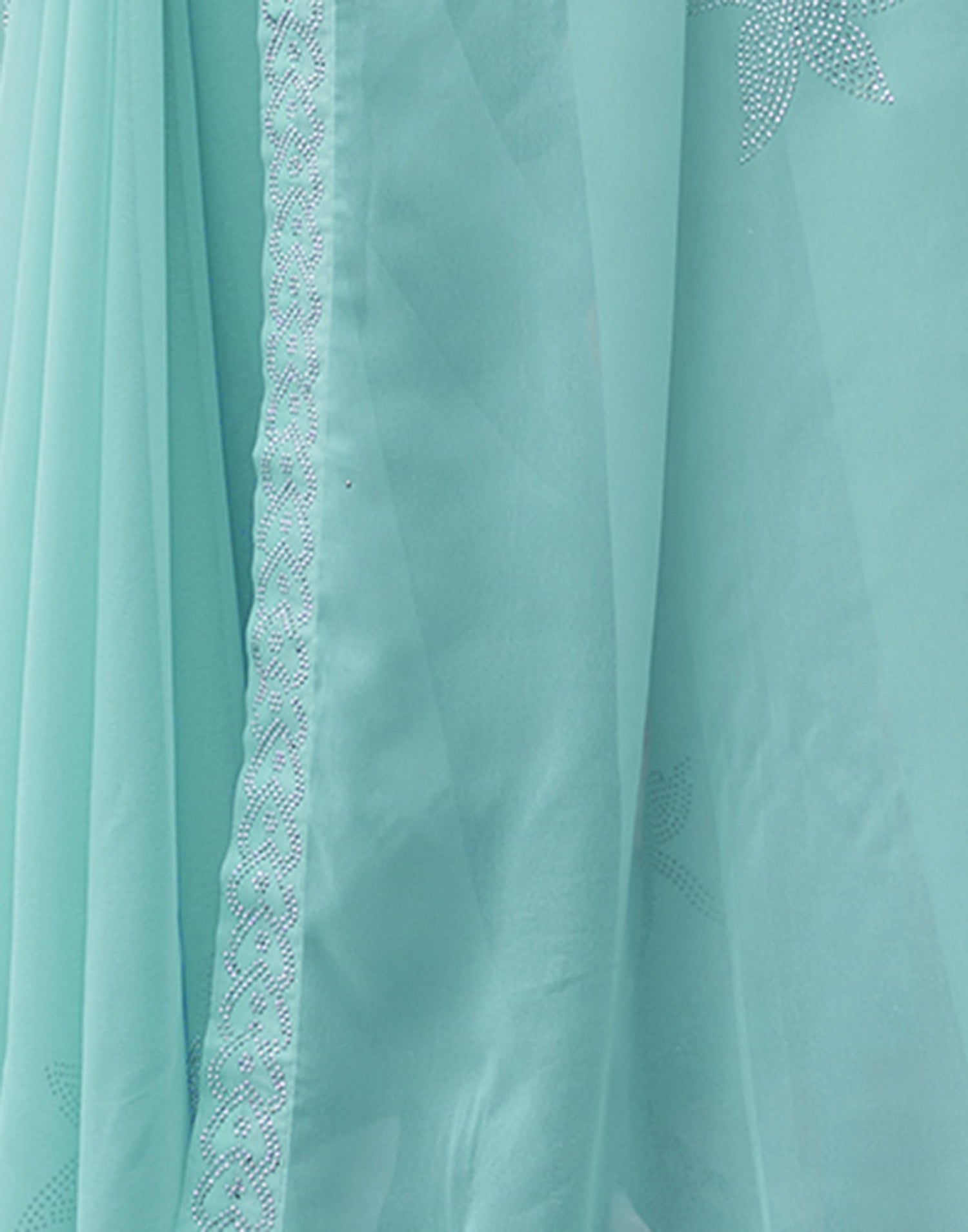 Turquoise Swarovski Georgette Stone Work Saree