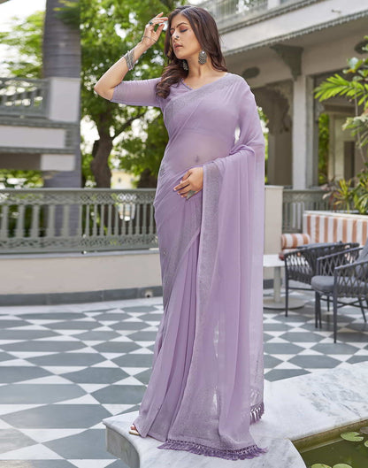 Purple Swarovski Georgette Stone Work Saree