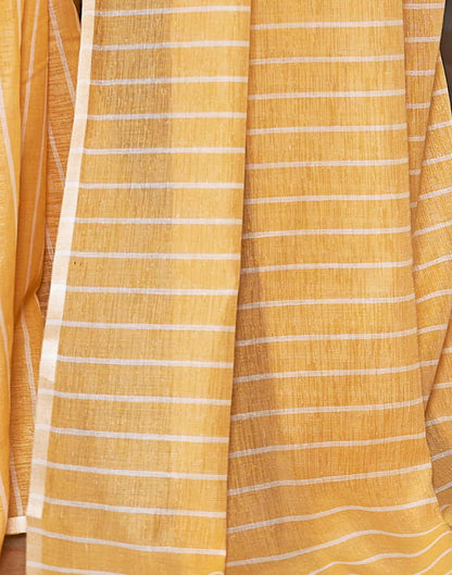 Yellow Leheriya Linen Woven Saree