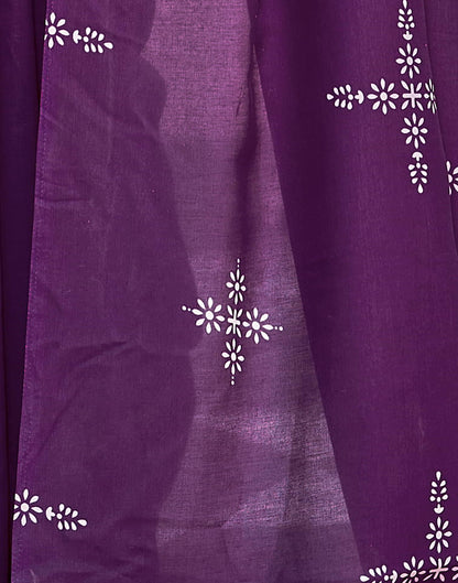 Purple Printed Cotton Saree