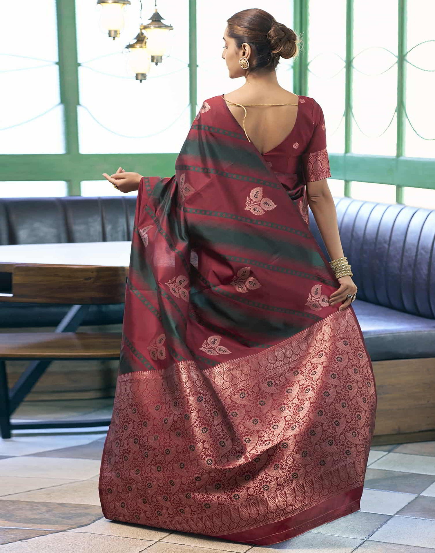 Maroon Banarasi Silk Woven Saree