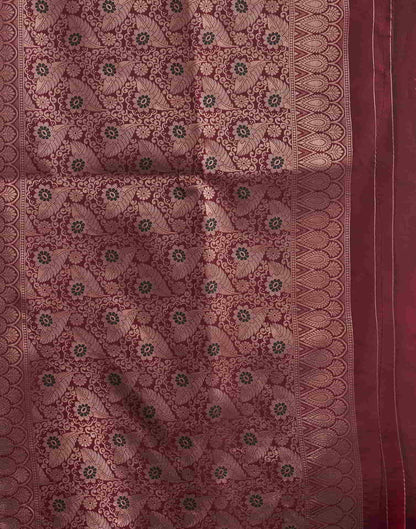 Maroon Banarasi Silk Woven Saree