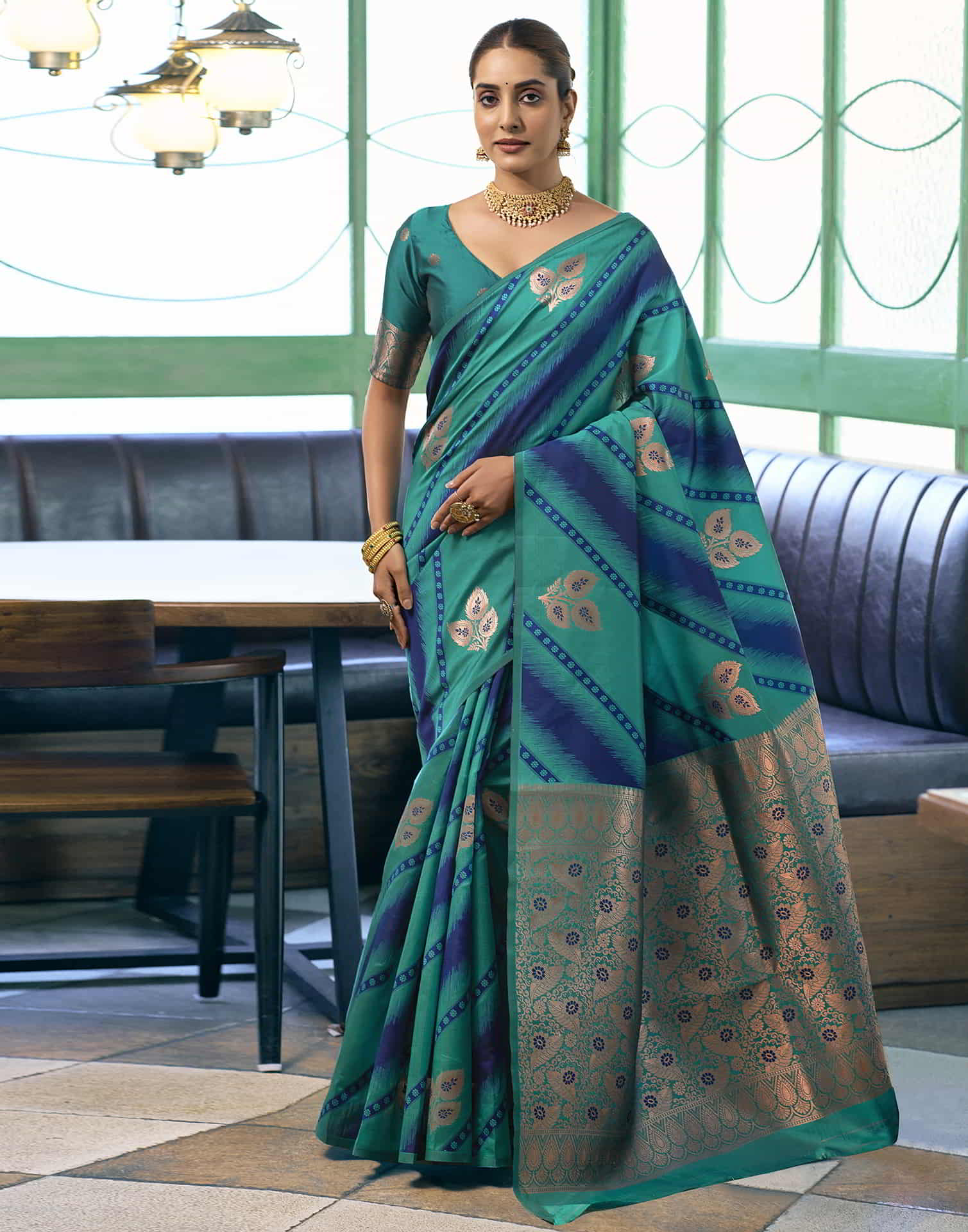 Green Banarasi Silk Woven Saree