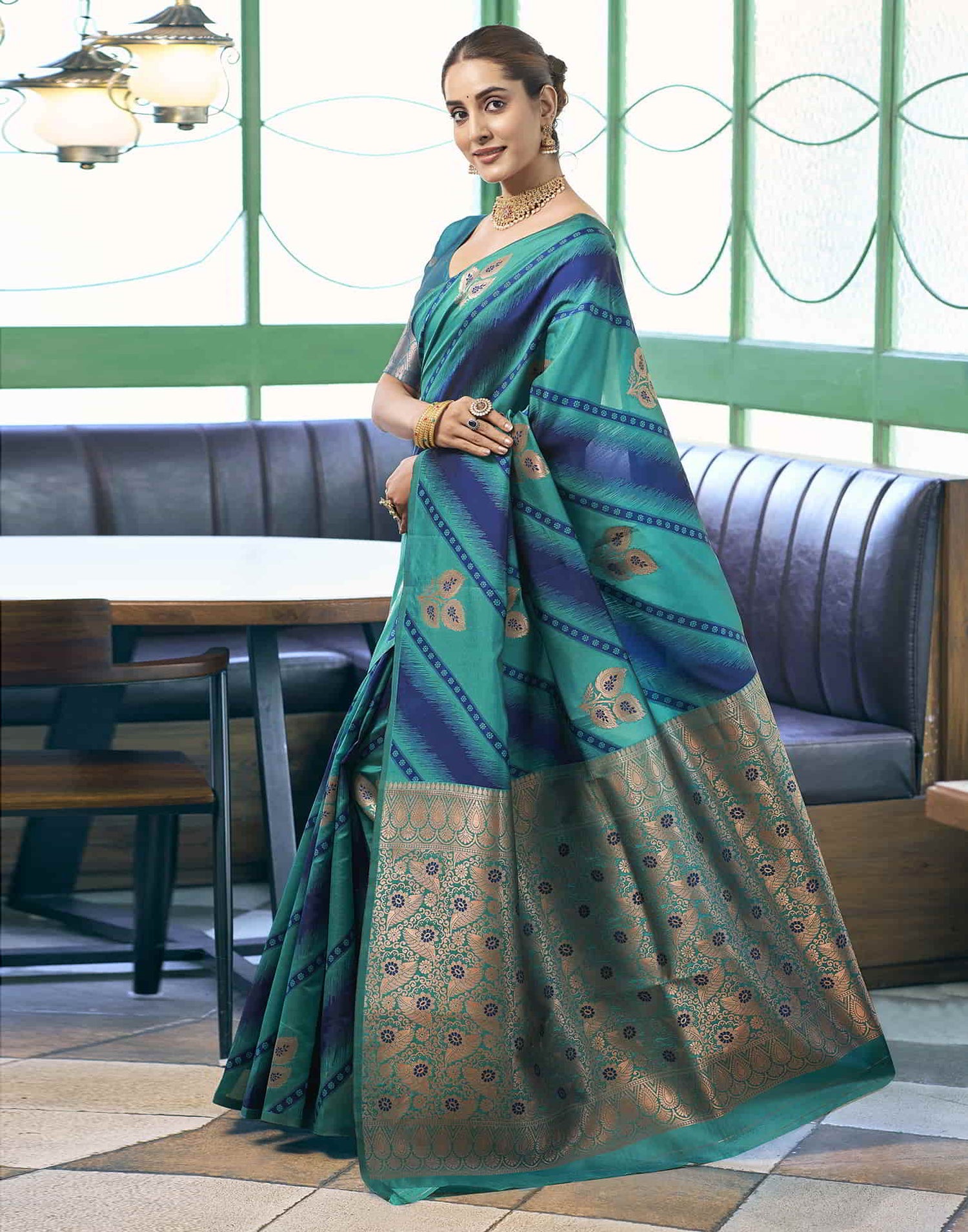 Green Banarasi Silk Woven Saree