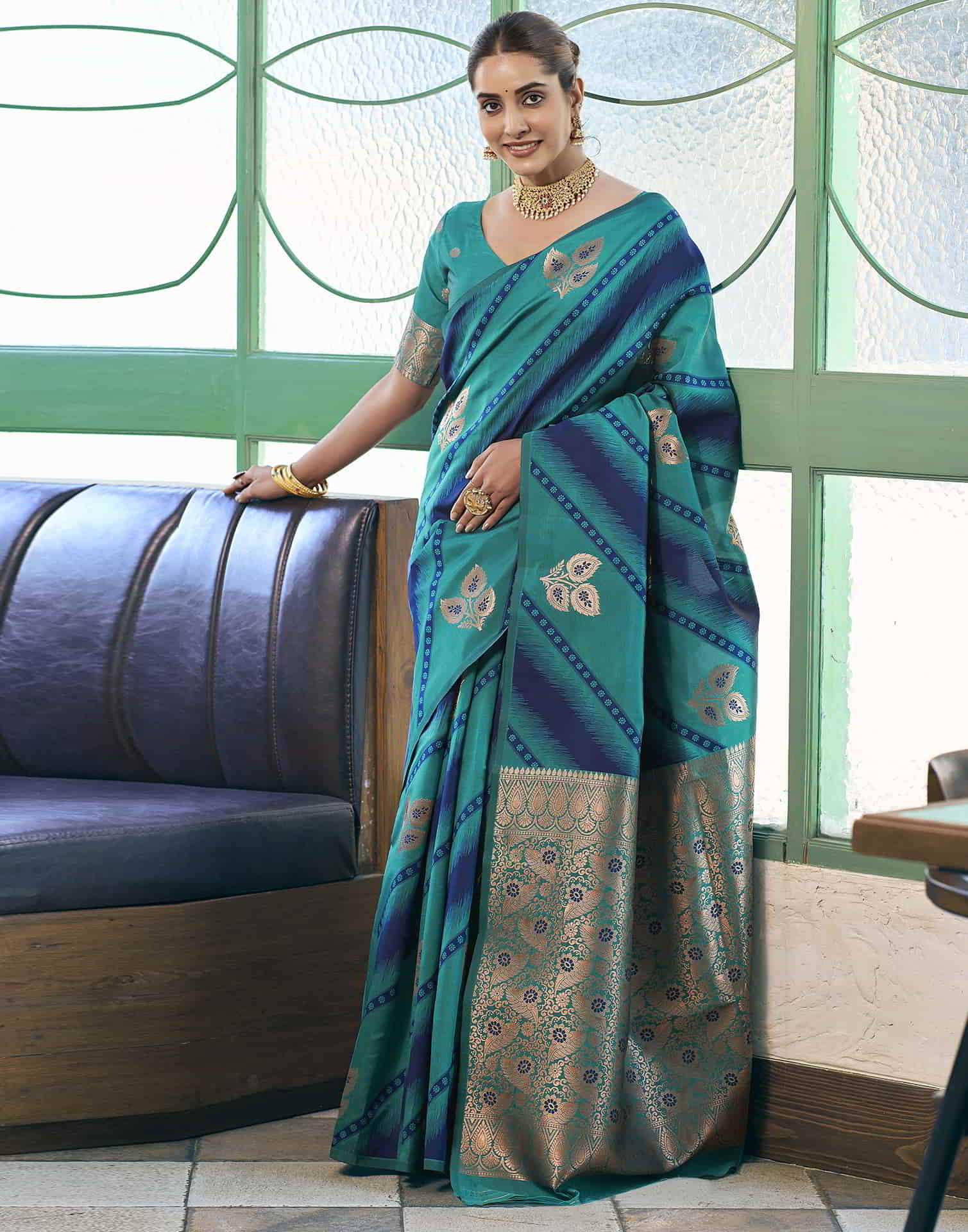 Green Banarasi Silk Woven Saree