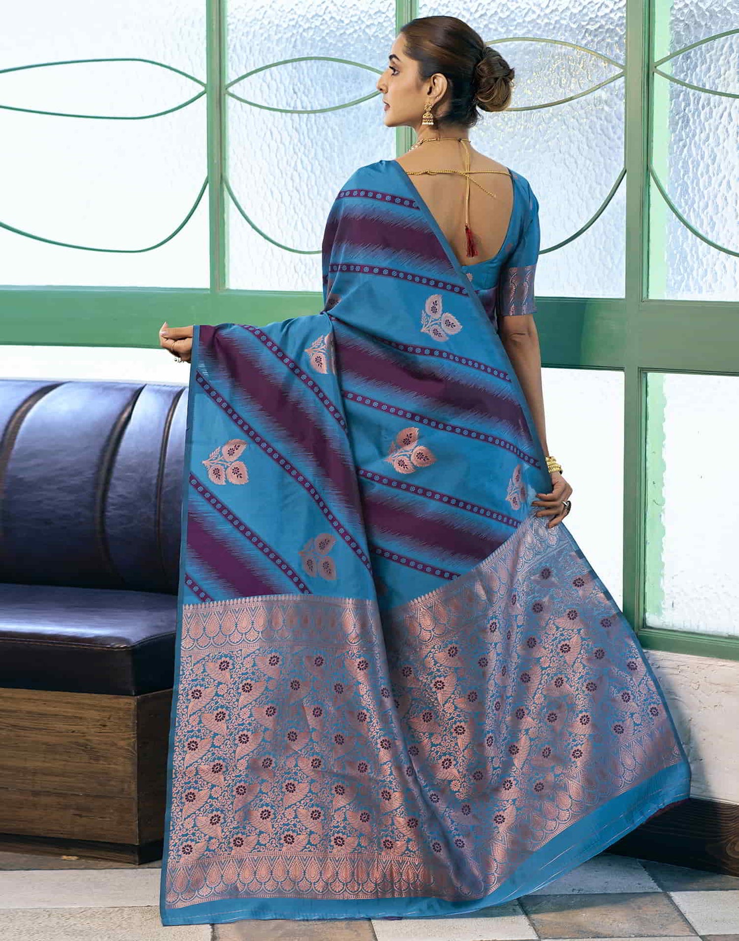 Blue Banarasi Silk Woven Saree