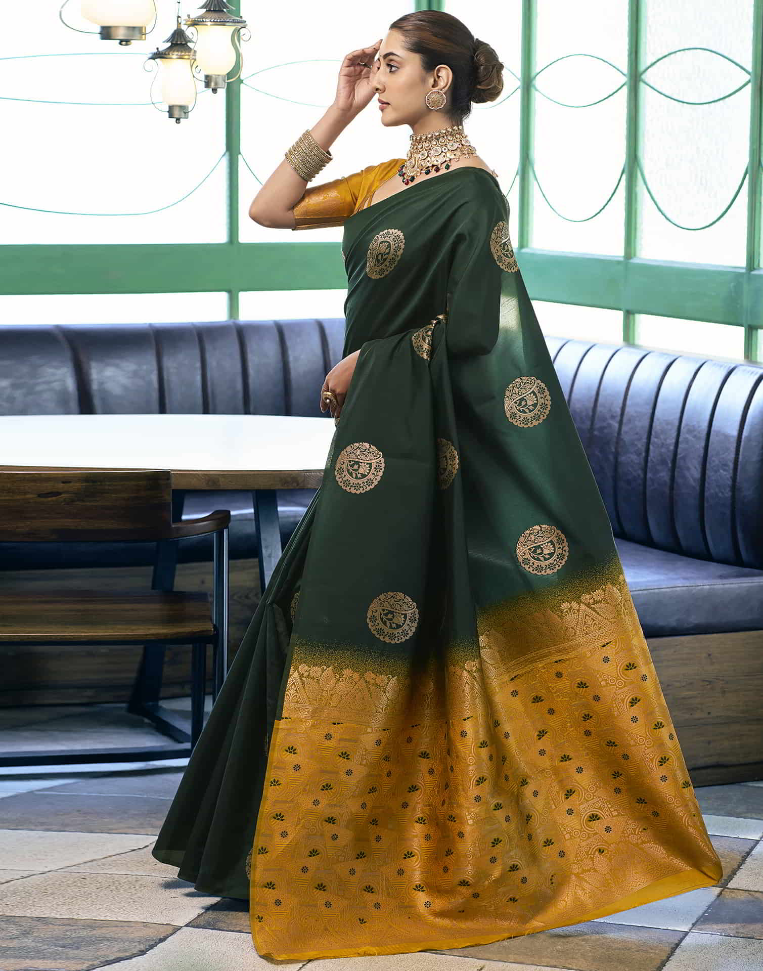 Green Banarasi Silk Woven Saree