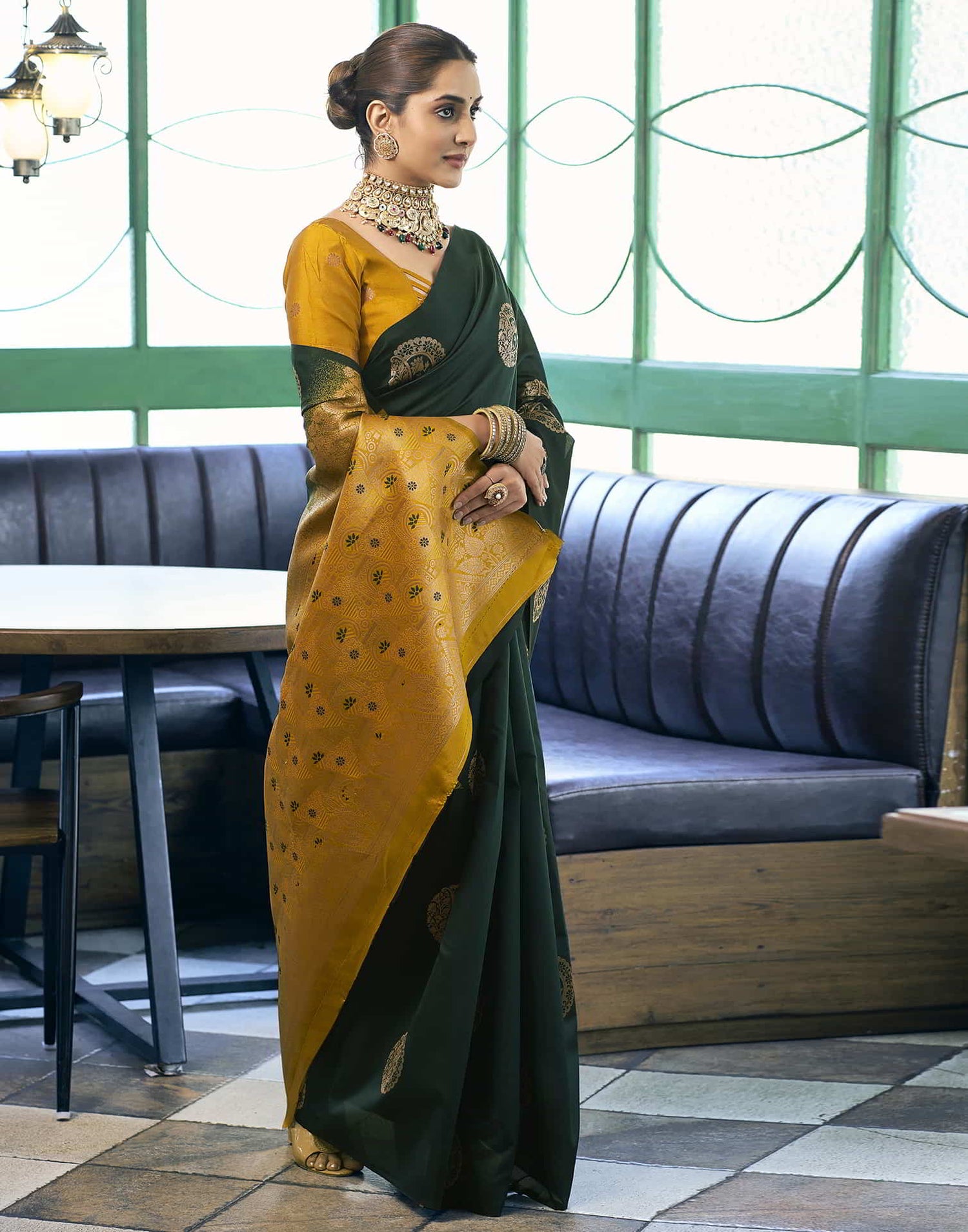 Green Banarasi Silk Woven Saree