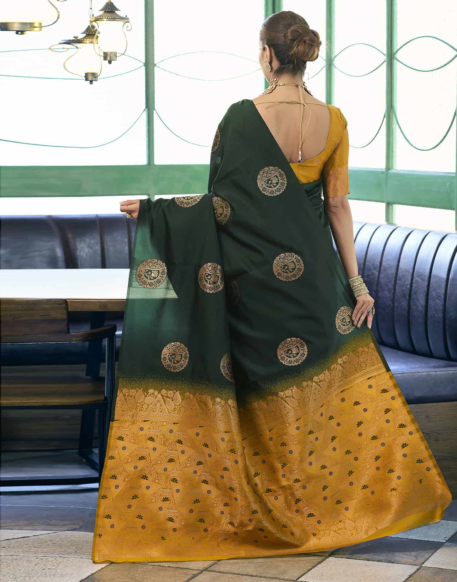 Green Banarasi Silk Woven Saree