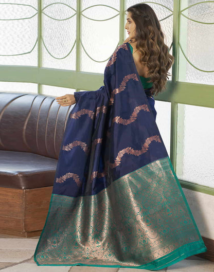 Blue Banarasi Silk Woven Saree