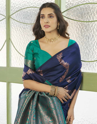 Blue Banarasi Silk Woven Saree