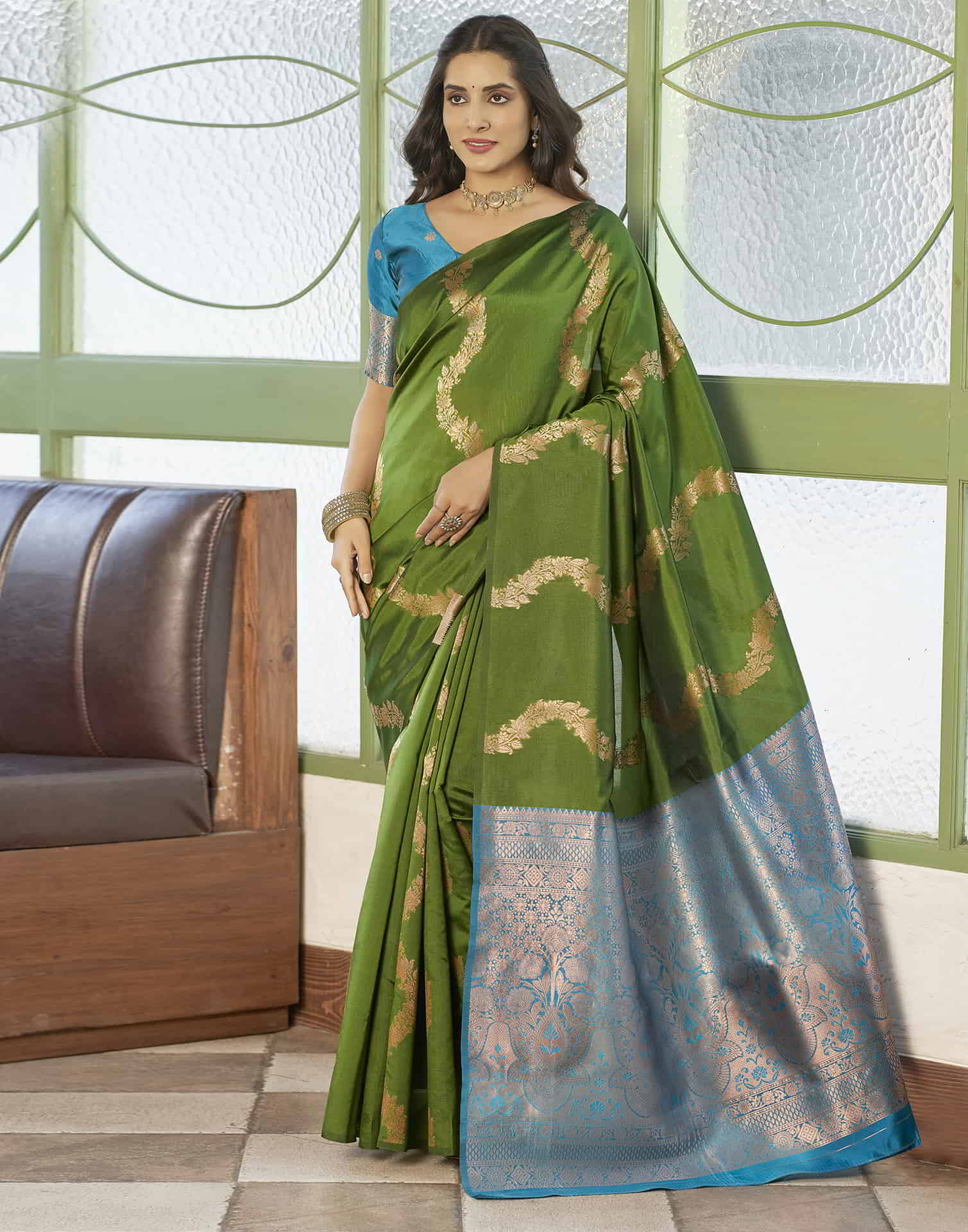 Green Banarasi Silk Woven Saree