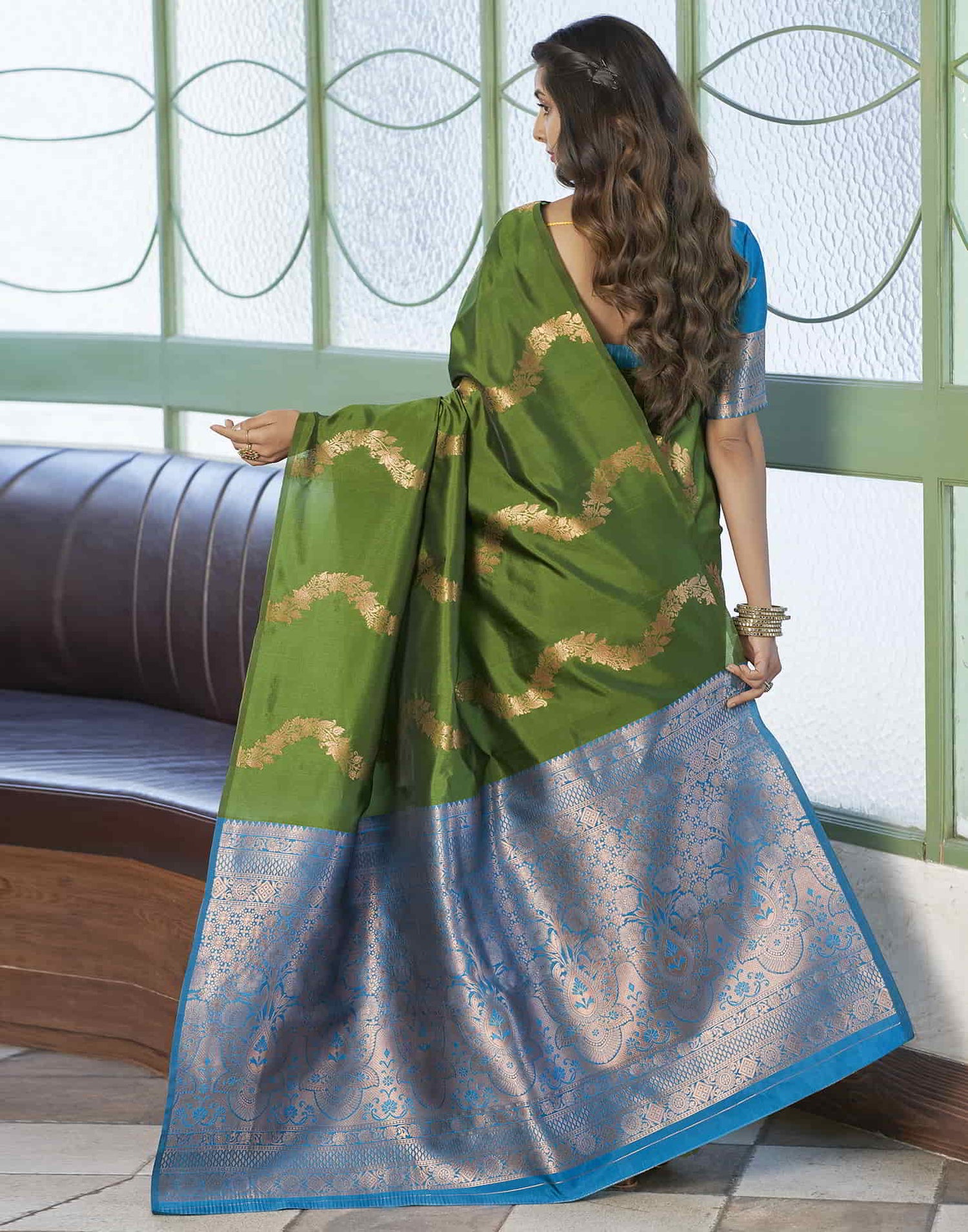 Green Banarasi Silk Woven Saree