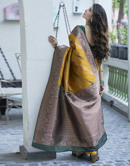 Yellow Banarasi Silk Woven Saree