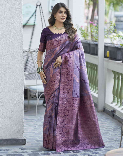 Mauve Banarasi Silk Woven Saree