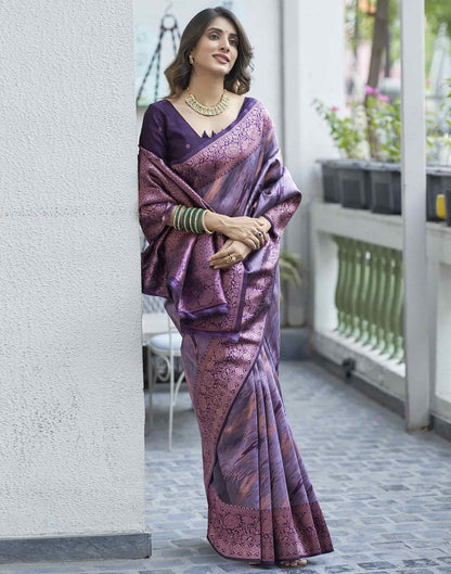 Mauve Banarasi Silk Woven Saree