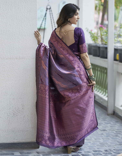 Mauve Banarasi Silk Woven Saree