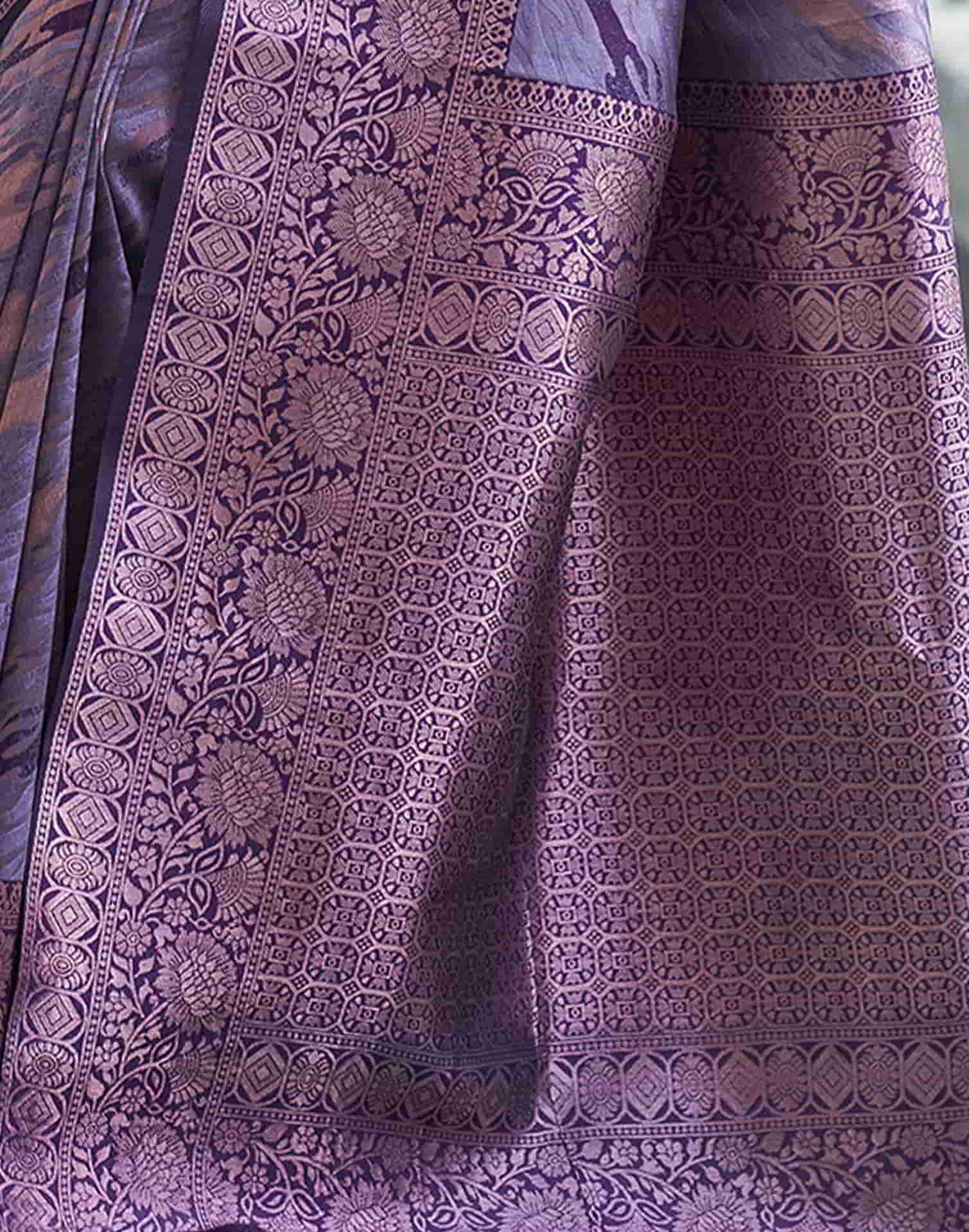 Mauve Banarasi Silk Woven Saree