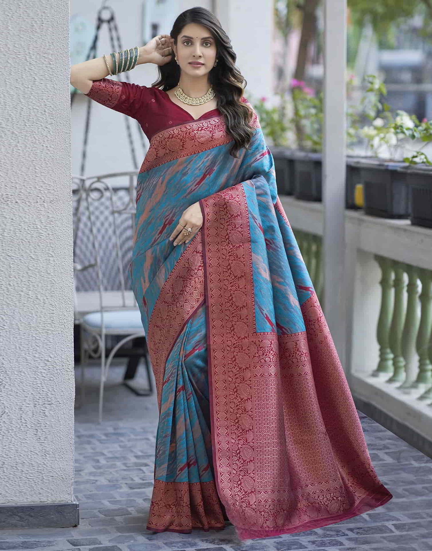 Blue Banarasi Silk Woven Saree