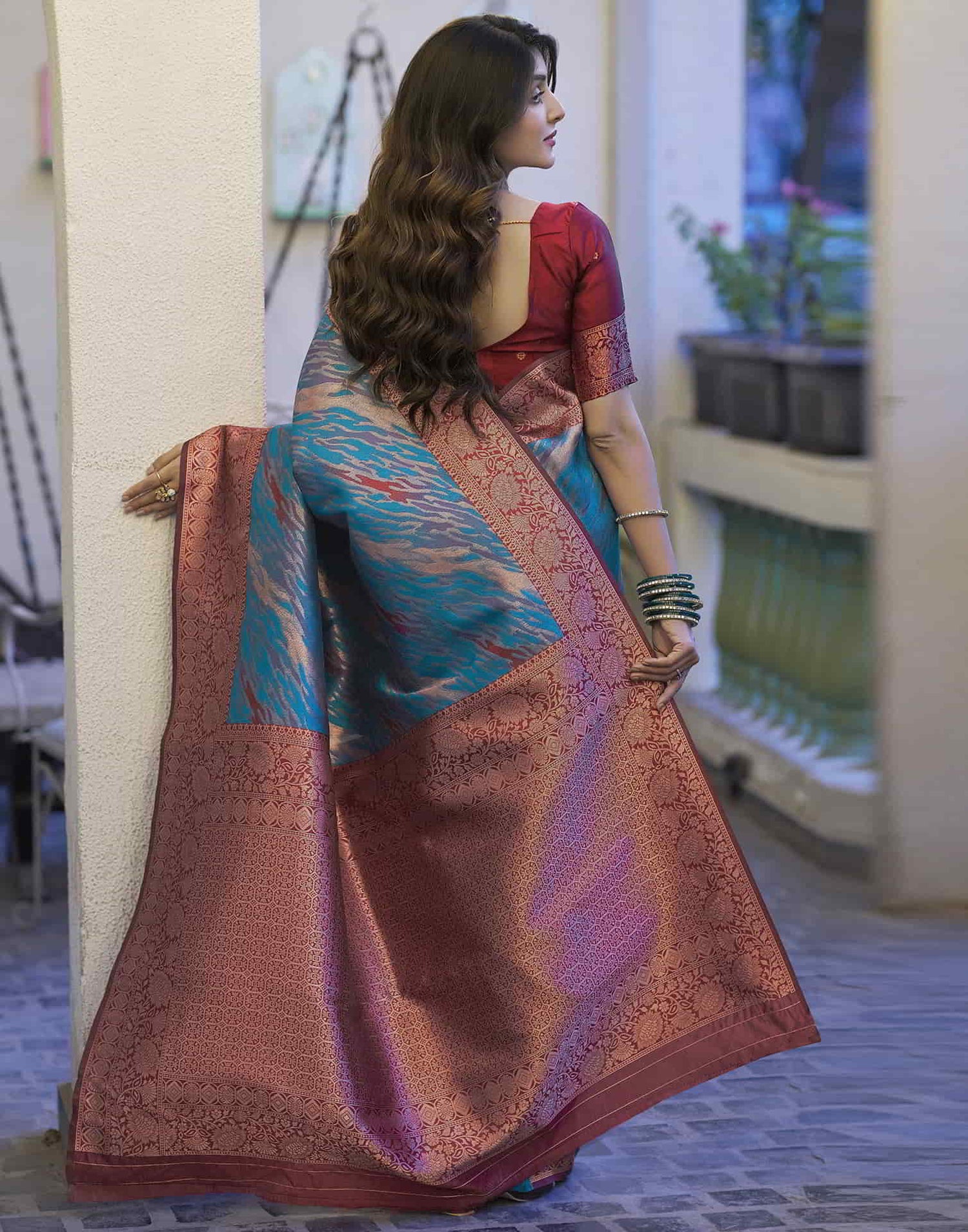 Blue Banarasi Silk Woven Saree