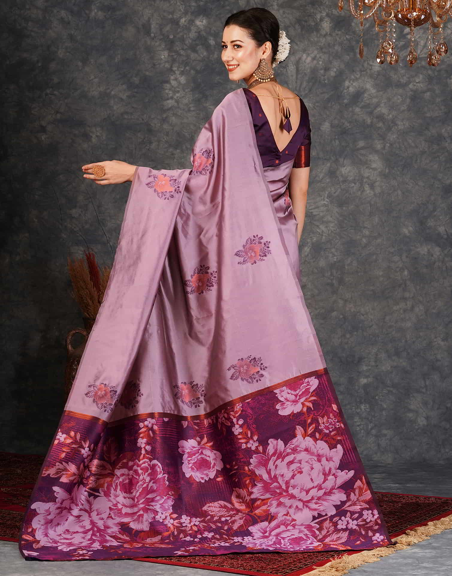 Mauve Banarasi Silk Woven Saree