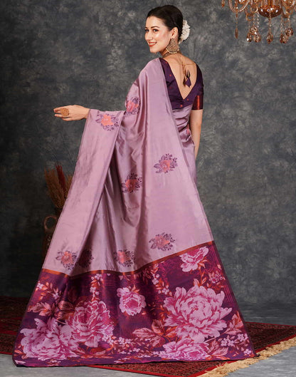 Mauve Banarasi Silk Woven Saree