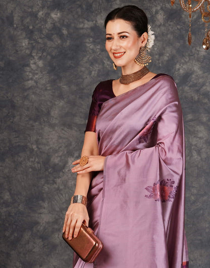 Mauve Banarasi Silk Woven Saree