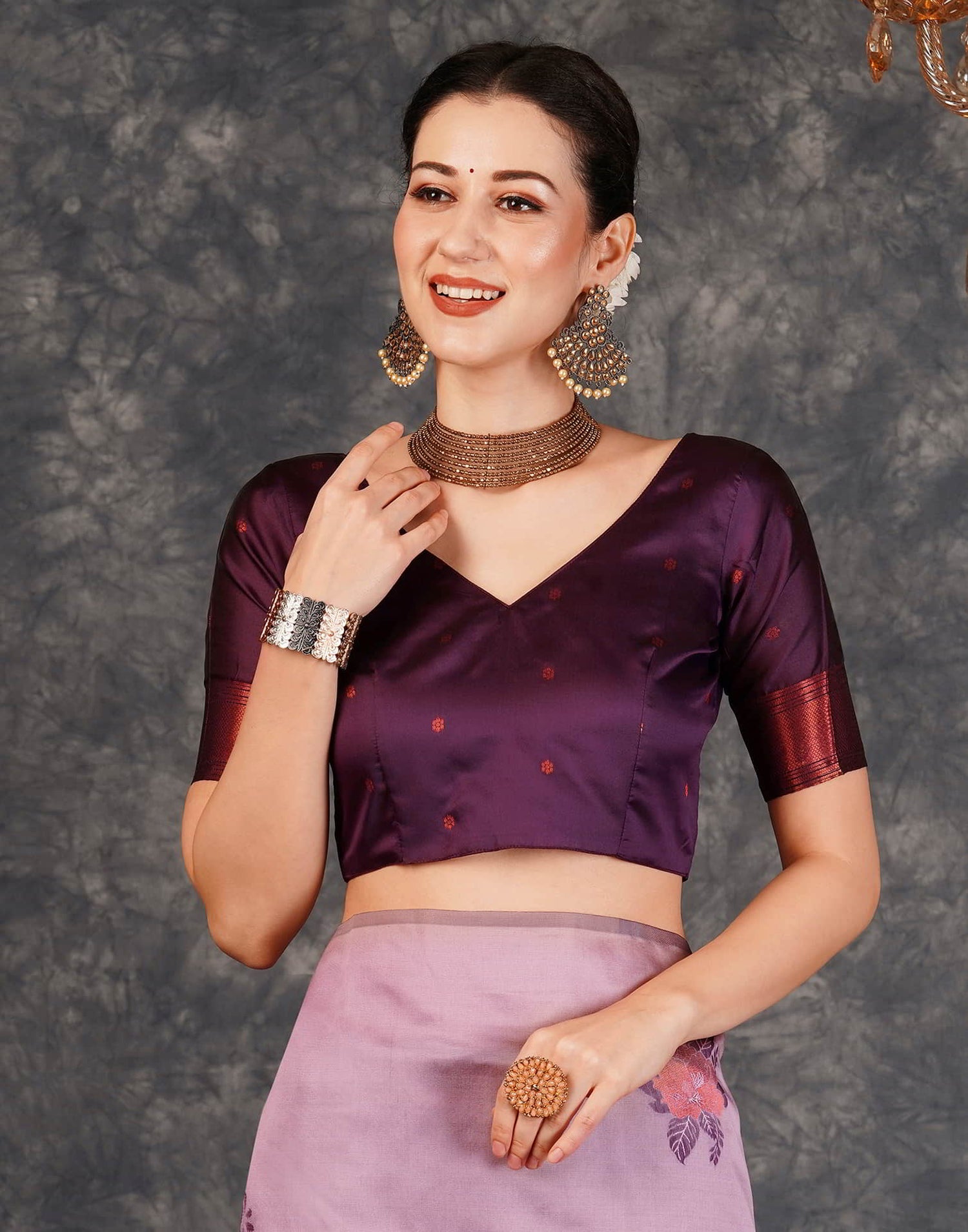 Mauve Banarasi Silk Woven Saree