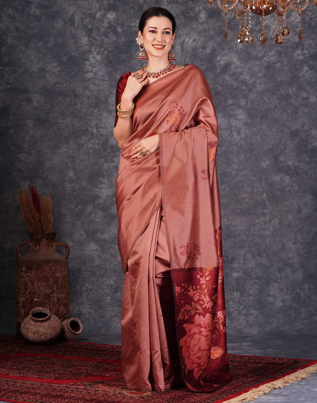 Brown Banarasi Silk Woven Saree