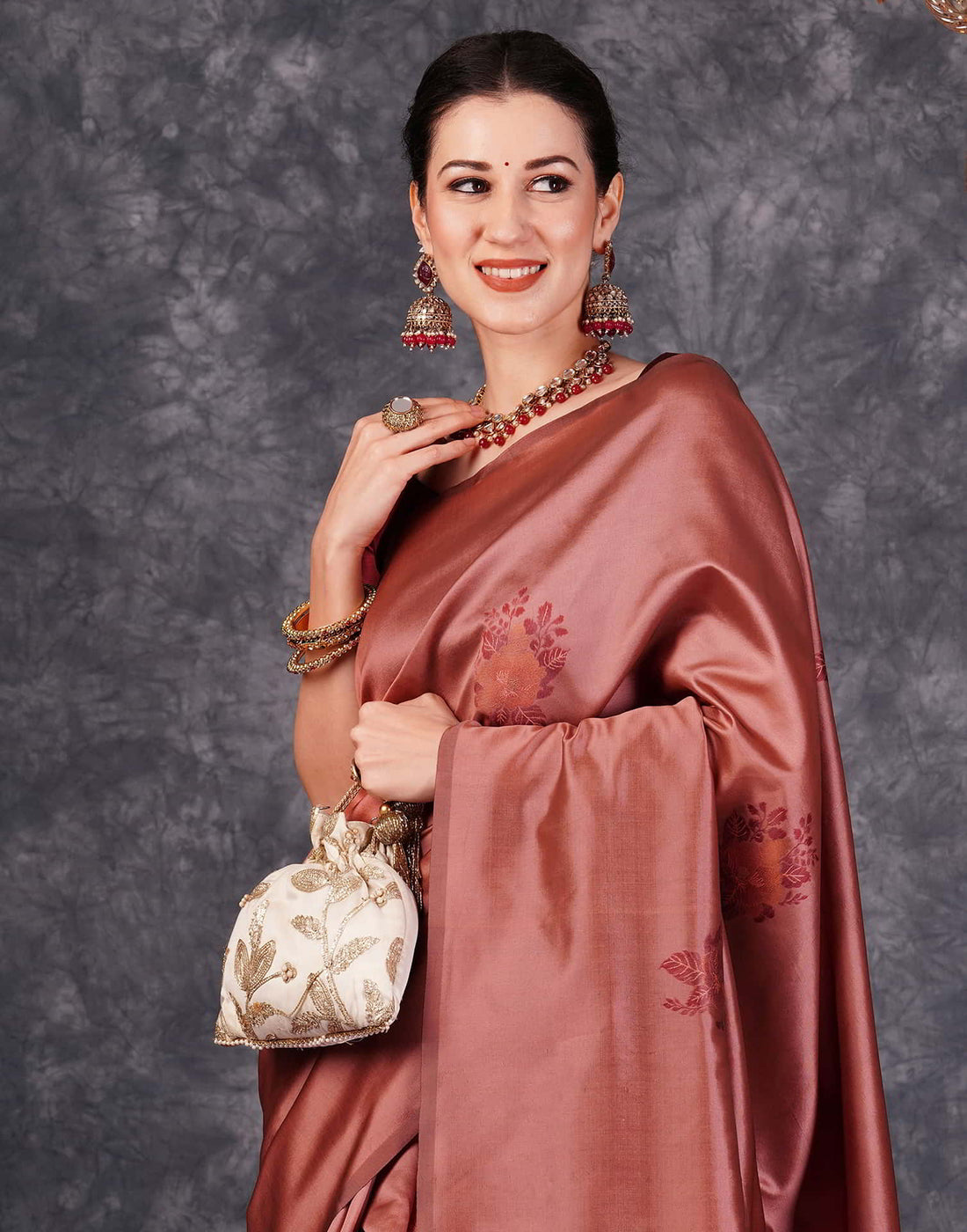 Brown Banarasi Silk Woven Saree