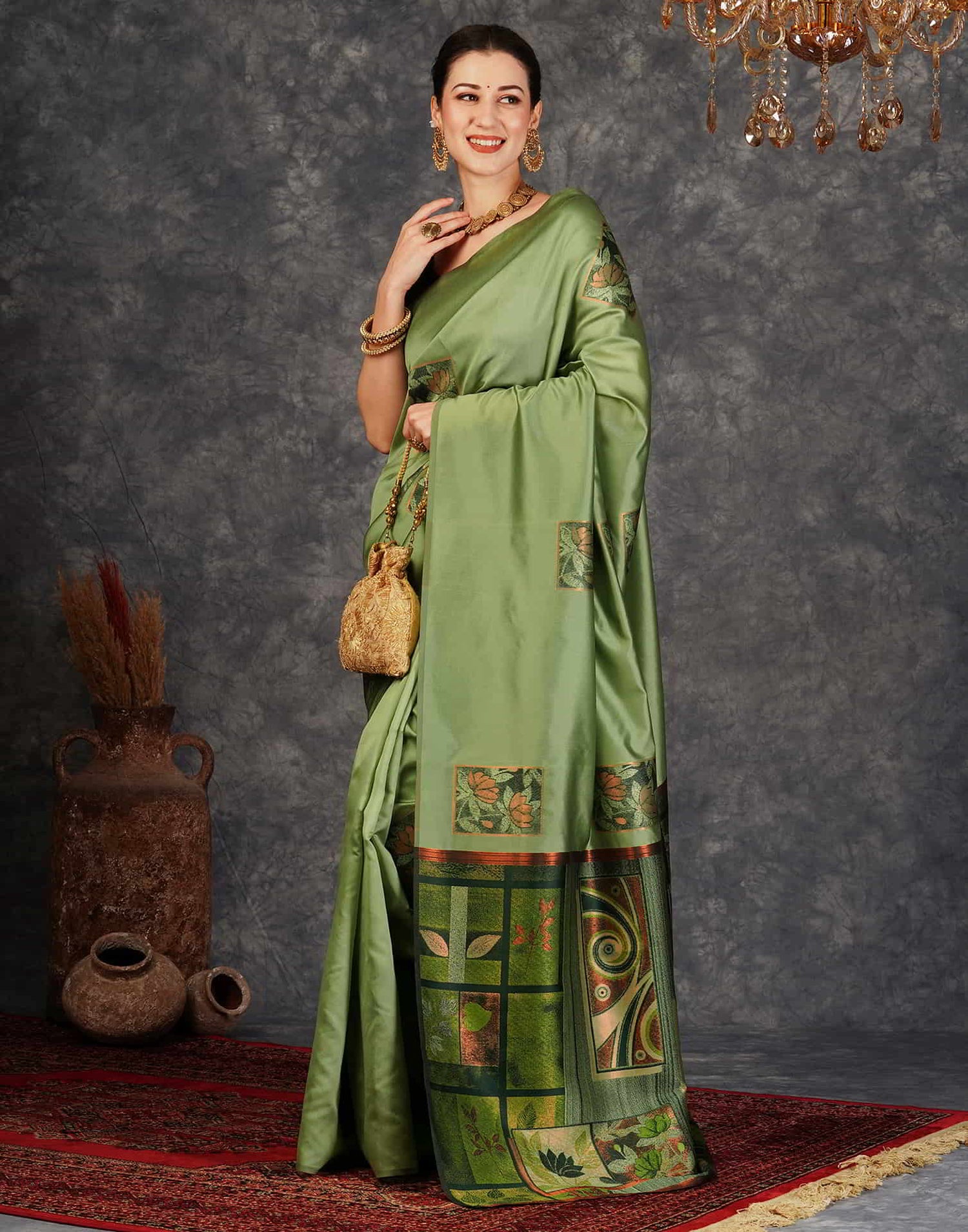 Green Banarasi Silk Woven Saree