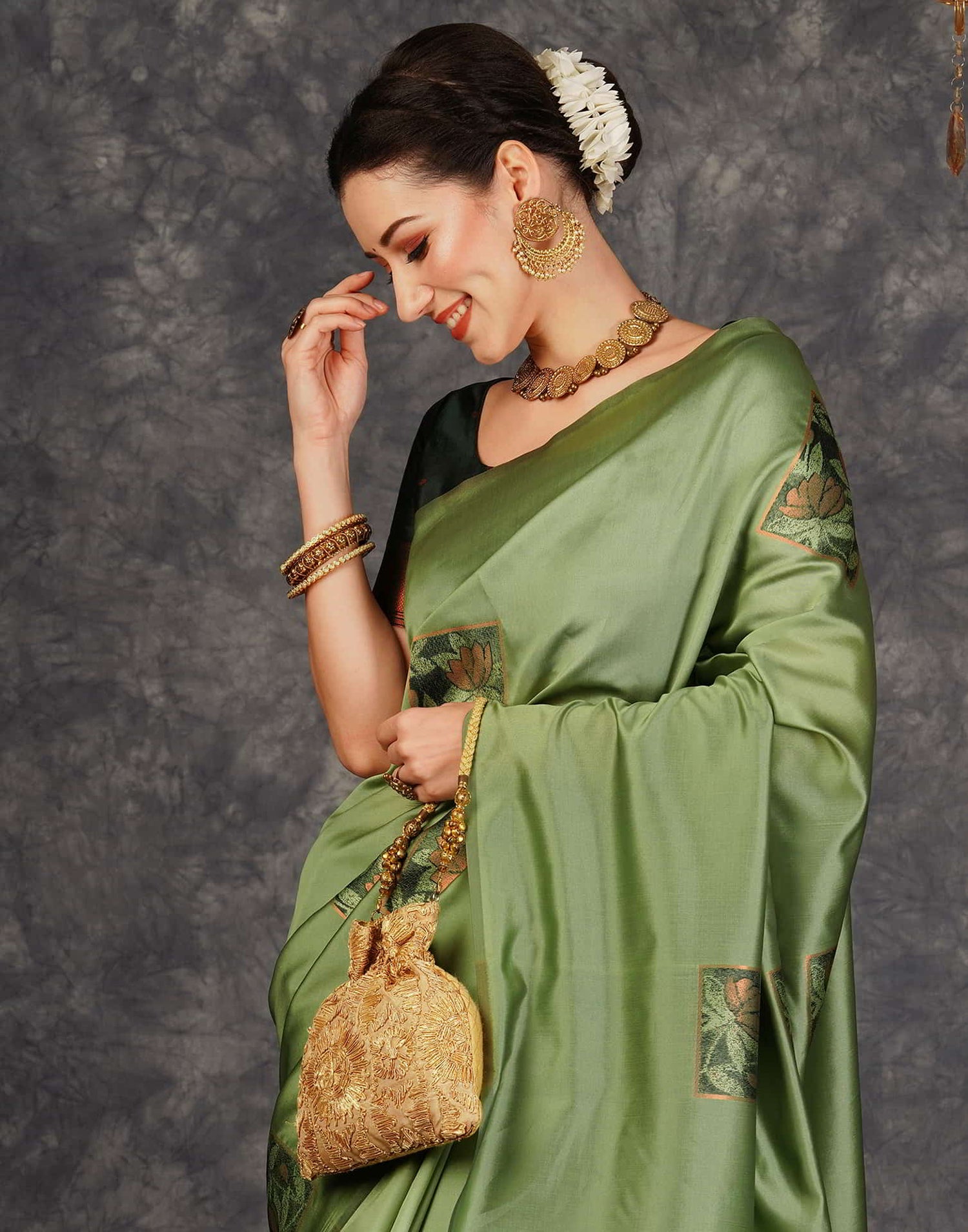 Green Banarasi Silk Woven Saree