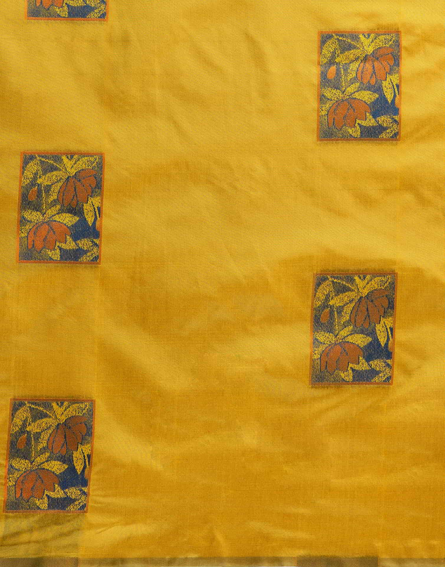 Yellow Banarasi Silk Woven Saree