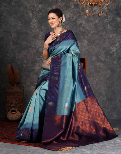 Blue Banarasi Silk Woven Saree