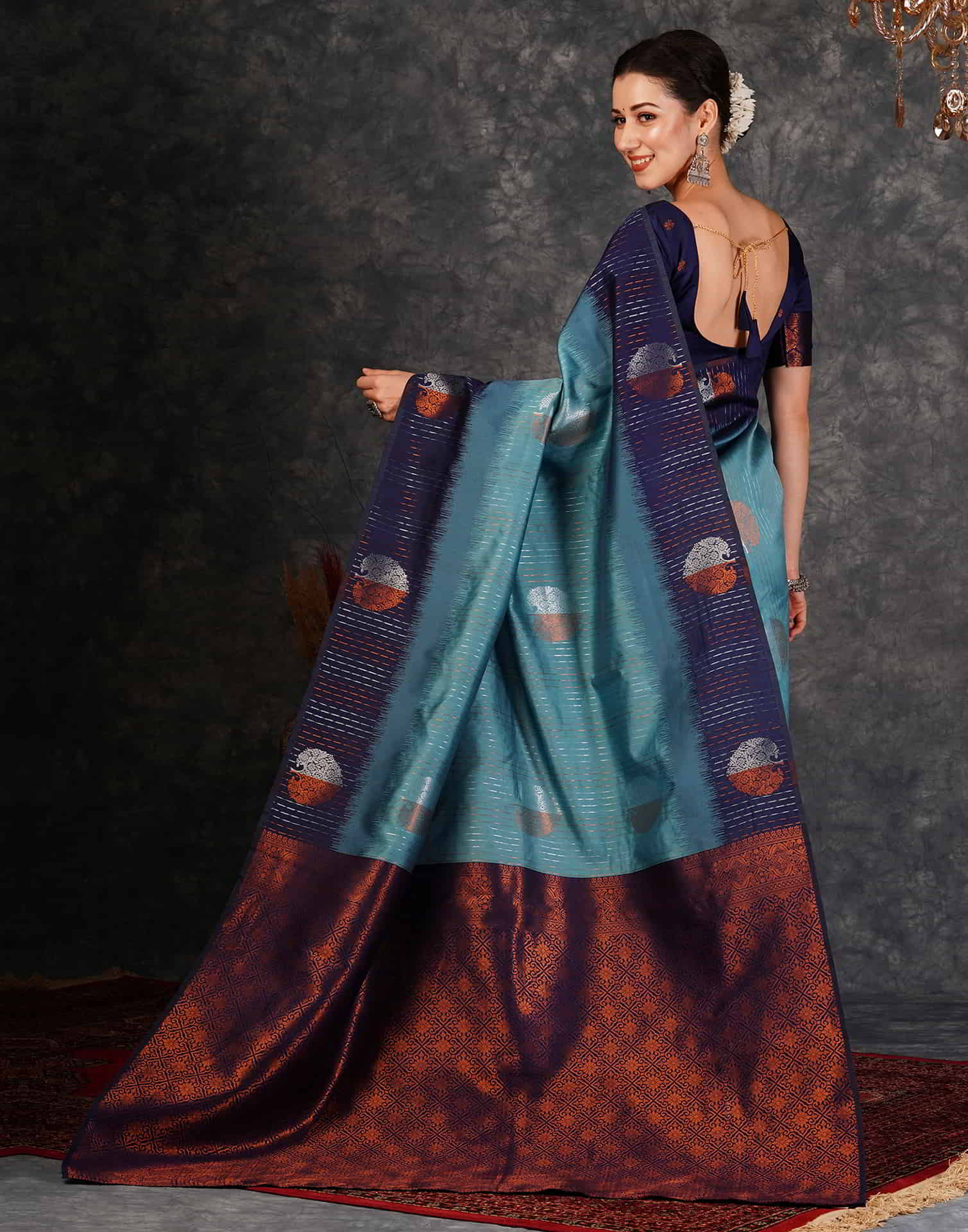 Blue Banarasi Silk Woven Saree