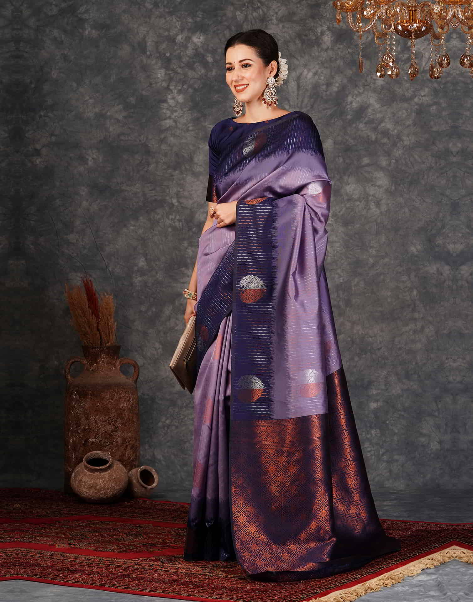 Blue Banarasi Silk Woven Saree